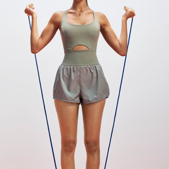 ✨NEW✨ FP Movement by Free People Righteous Runsie Romper Size S Sagestone - Picture 7 of 7